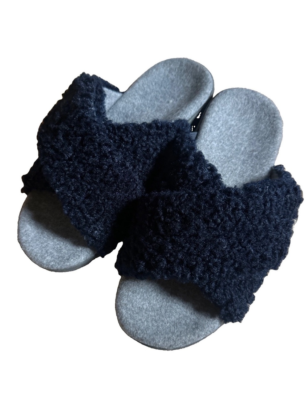 VIONIC  RELAX II Slides/Slipper WOMEN'S Size  9 |Faux Navy Blue Fur